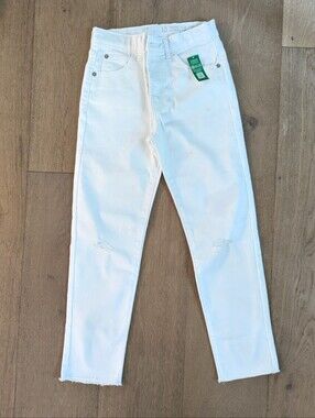 GAP White High-Rise Slim Distressed Jeans, Girls Size 10 NWT